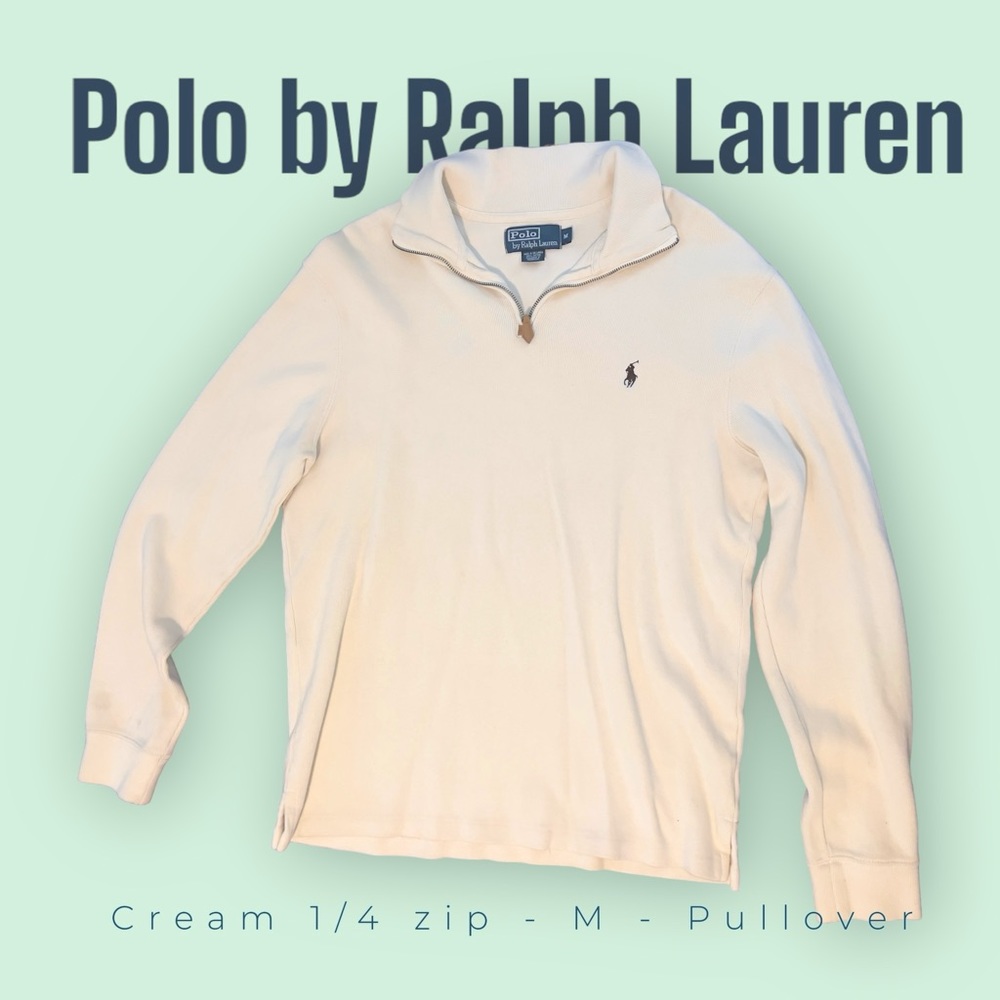 1/4 Zip Polo by Ralph Lauren Cream Pullover